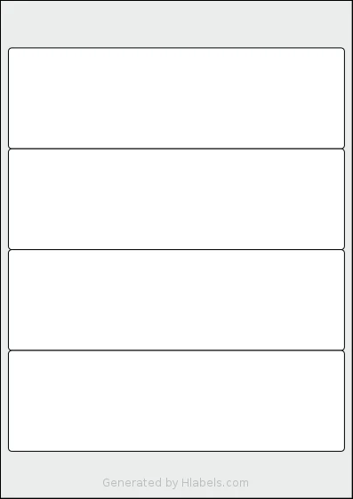 LotusLabels® LL04SE template with 4 rectangular 200 x 60 millimeter labels per sheet, on A4-size adhesive blank label sheets.