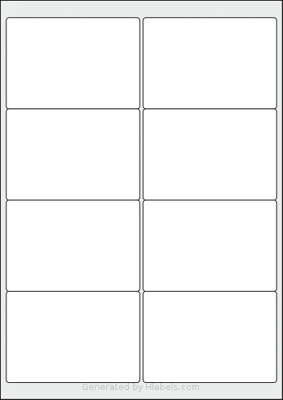 LotusLabels® LL08 template with 8 rectangular 99.1 x 67.7 millimeter labels per sheet, on A4-size adhesive blank label sheets.