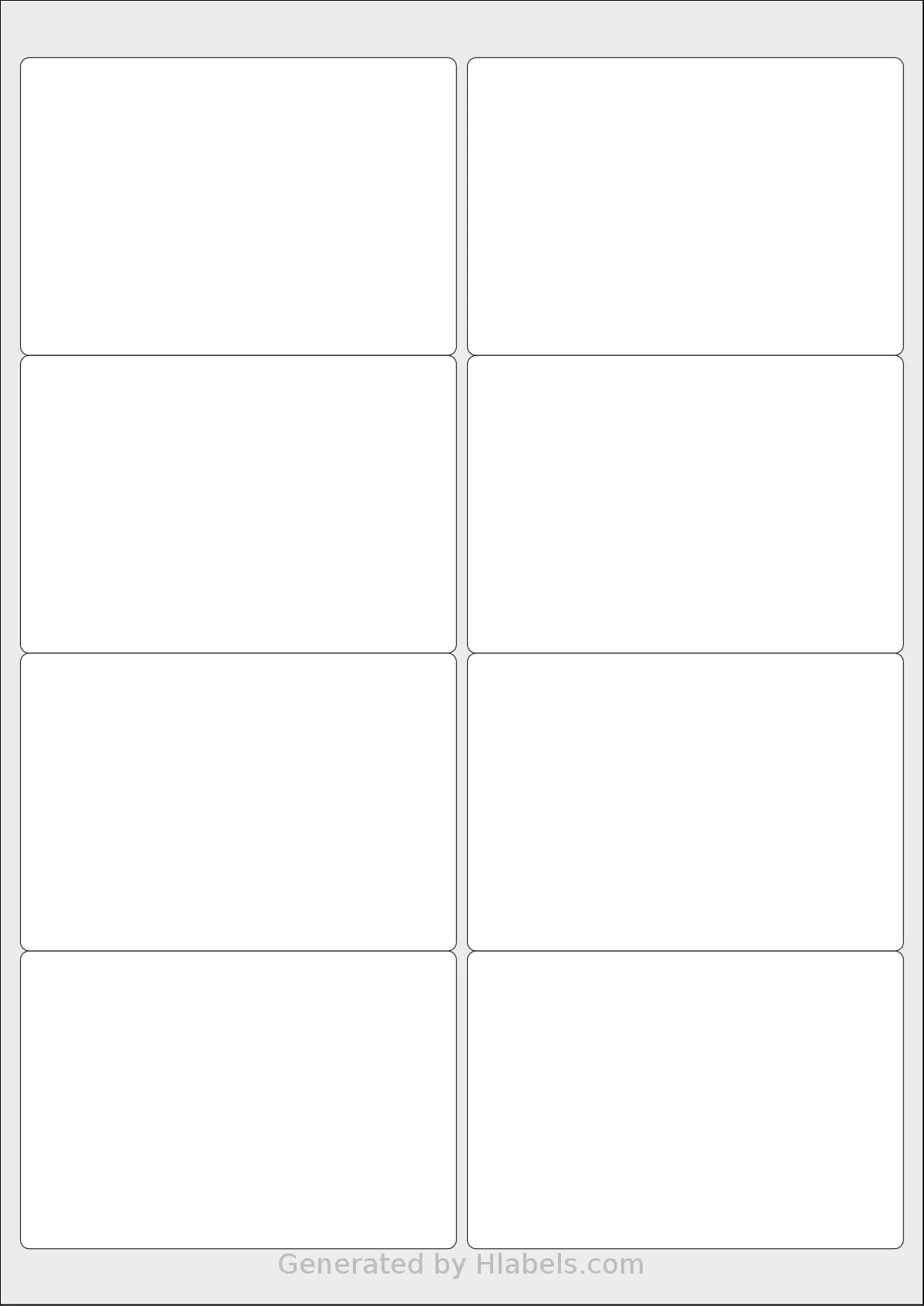 LotusLabels® LL08 template with 8 rectangular 99.1 x 67.7 millimeter labels per sheet, on A4-size adhesive blank label sheets.