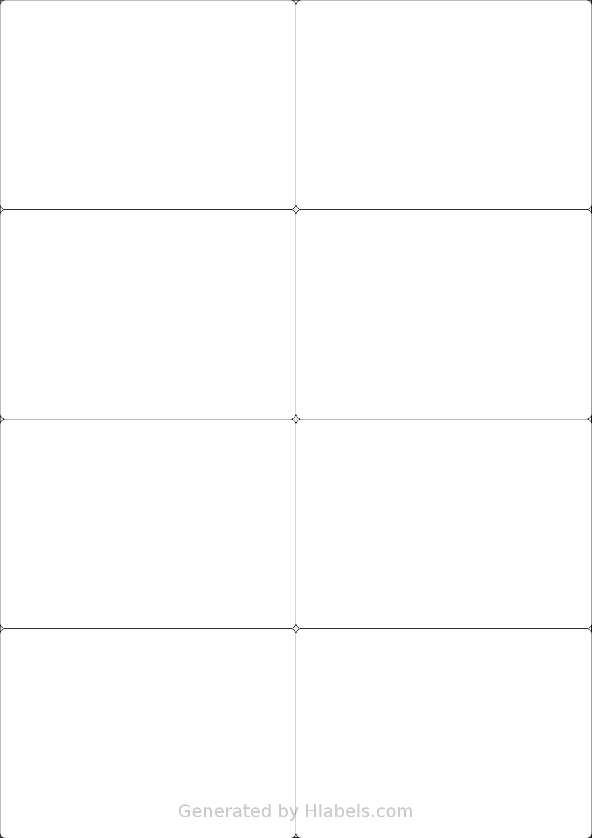 LotusLabels® LL08NSE template with 8 rectangular 105 x 74.25 millimeter labels per sheet, on A4-size adhesive blank label sheets.