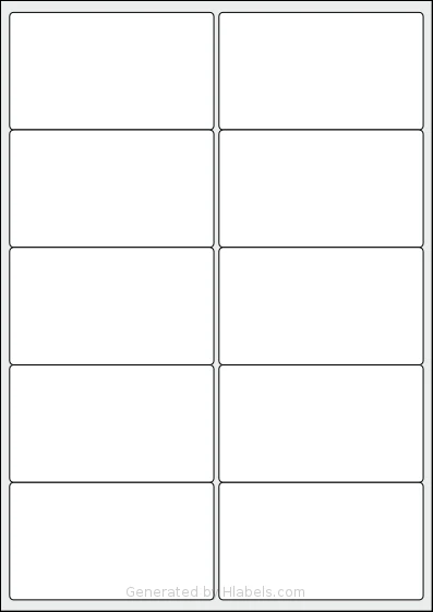LotusLabels® LL10 template with 10 rectangular 99.1 x 57 millimeter labels per sheet, on A4-size adhesive blank label sheets.