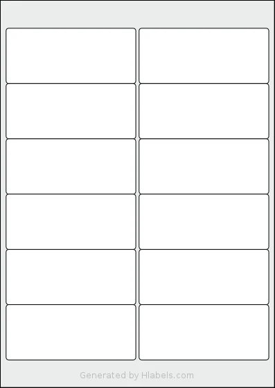 LotusLabels® LL12 template with 12 rectangular 99.1 x 42.3 millimeter labels per sheet, on A4-size adhesive blank label sheets.