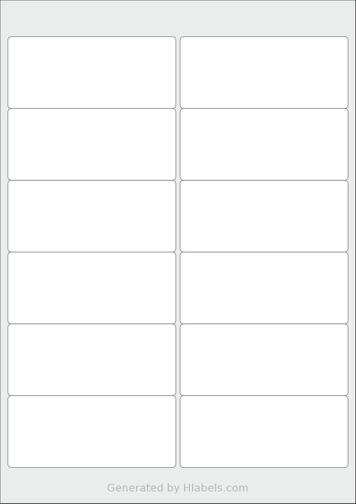 LotusLabels® LL12 template with 12 rectangular 99.1 x 42.3 millimeter labels per sheet, on A4-size adhesive blank label sheets.