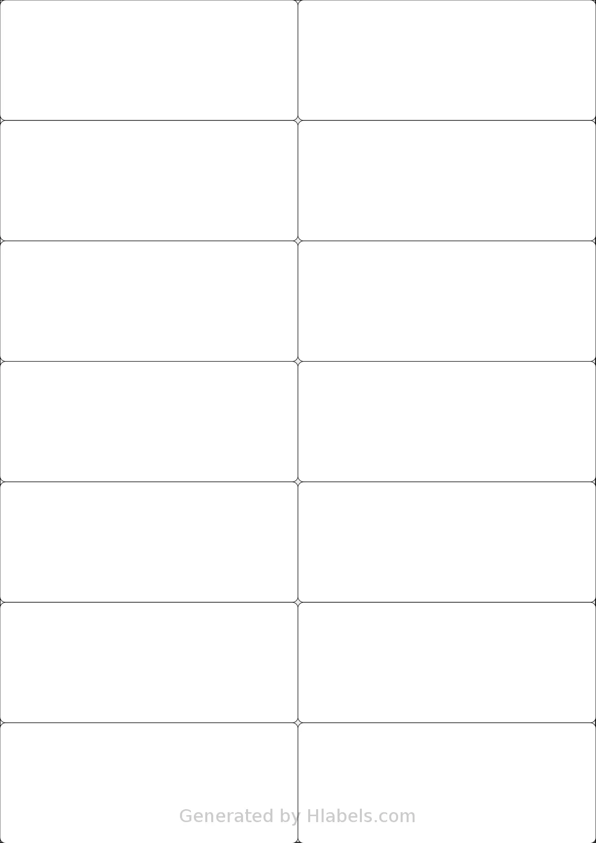LotusLabels® LL14NSE template with 14 rectangular 105 x 42.42 millimeter labels per sheet, on A4-size adhesive blank label sheets.