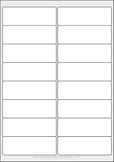 LotusLabels® LL16 template with 16 rectangular 99.1 x 33.9 millimeter labels per sheet, on A4-size adhesive blank label sheets.