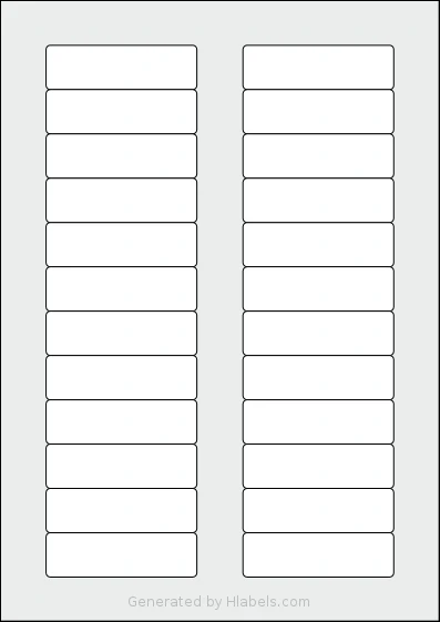 LotusLabels® LL24MD template with 24 rectangular 72 x 21.15 millimeter labels per sheet, on A4-size adhesive blank label sheets.