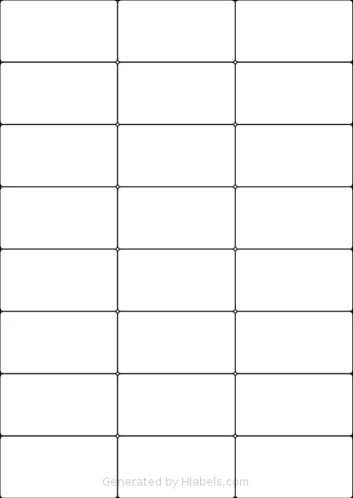 LotusLabels® LL24NSE template with 24 rectangular 70 x 37.12 millimeter labels per sheet, on A4-size adhesive blank label sheets.