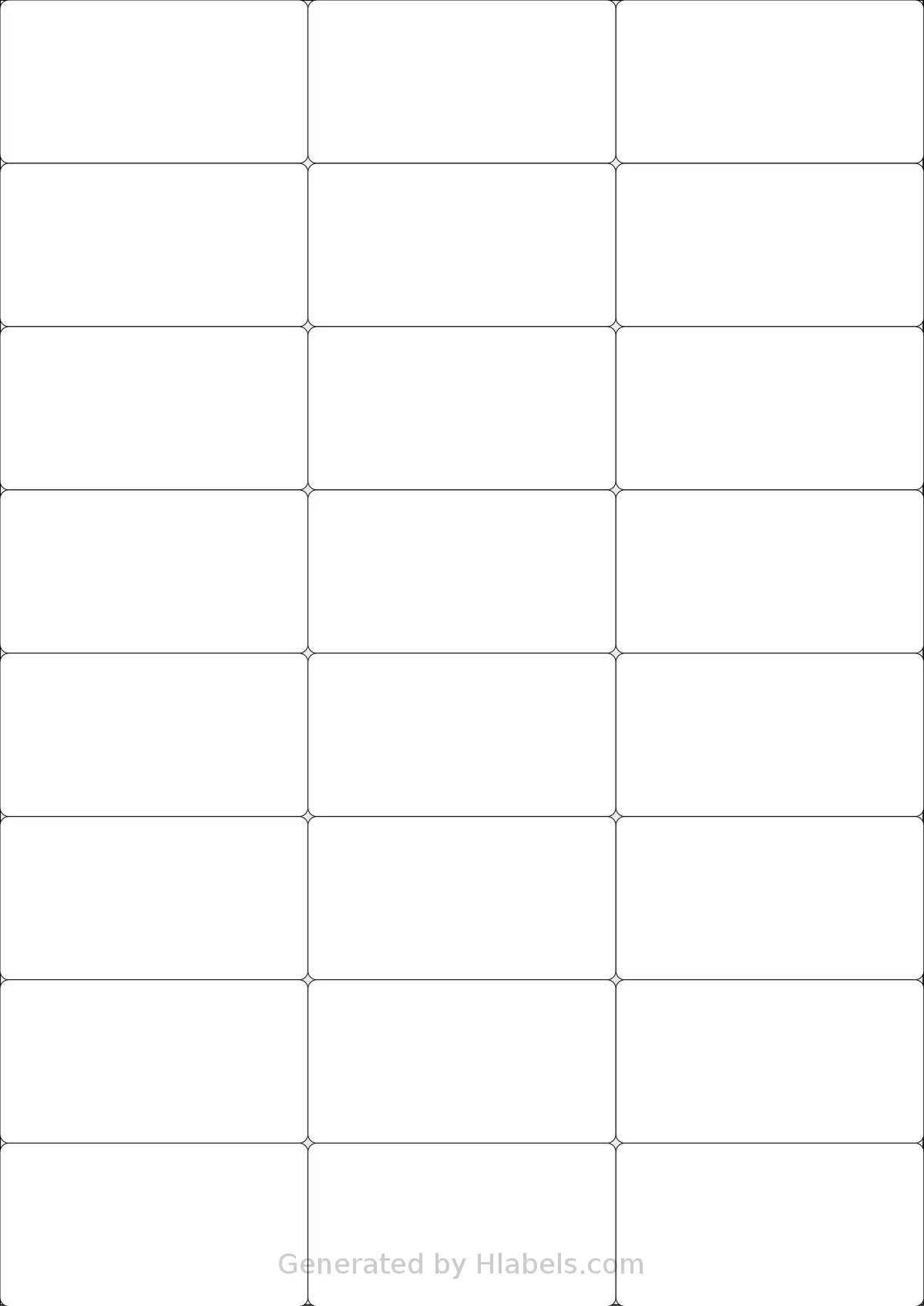 LotusLabels® LL24NSE template with 24 rectangular 70 x 37.12 millimeter labels per sheet, on A4-size adhesive blank label sheets.