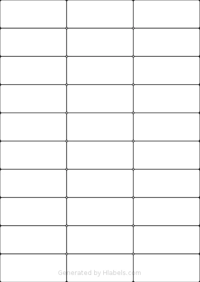 LotusLabels® LL30NSE template with 30 rectangular 70 x 29.7 millimeter labels per sheet, on A4-size adhesive blank label sheets.