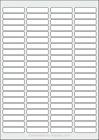 LotusLabels® LL84 template with 84 rectangular 46 x 11.1 millimeter labels per sheet, on A4-size adhesive blank label sheets.