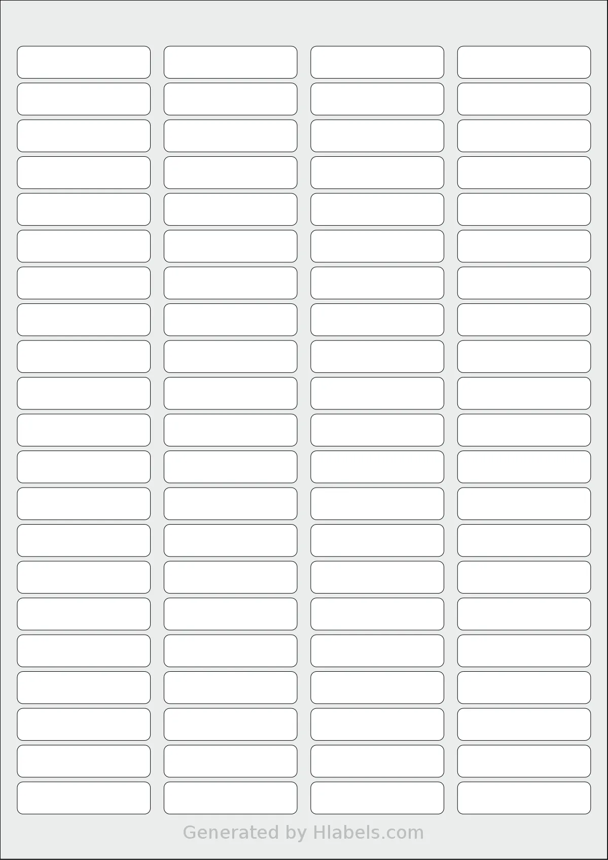 LotusLabels® LL84 template with 84 rectangular 46 x 11.1 millimeter labels per sheet, on A4-size adhesive blank label sheets.