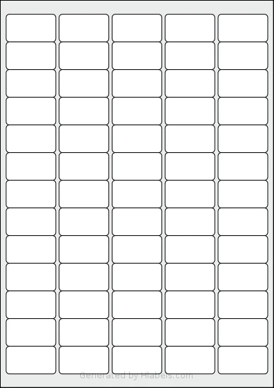 Lyreco® 466178 template with 65 rectangular 38.1 x 21.17 millimeter labels per sheet, on A4-size adhesive blank label sheets.