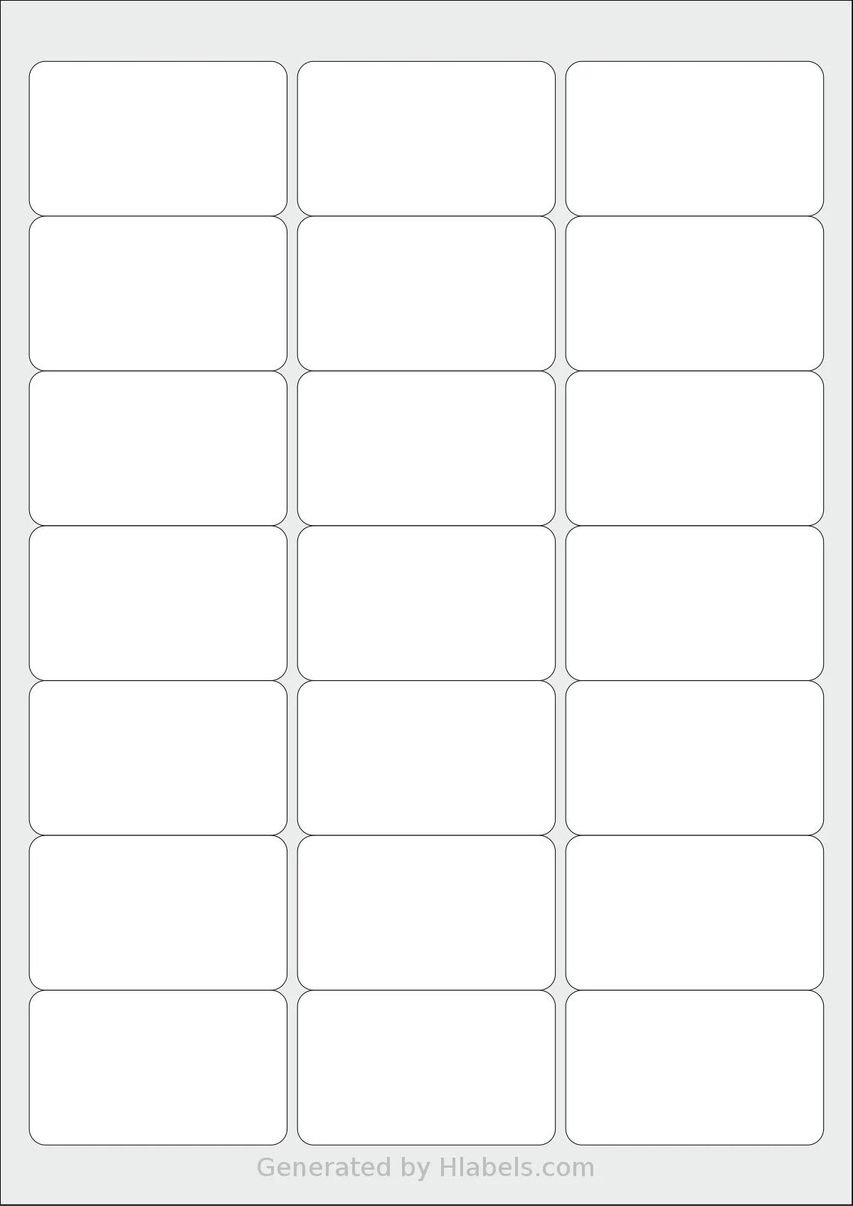 Lyreco® 993102 template with 21 rectangular 63.5 x 38.1 millimeter labels per sheet, on A4-size adhesive blank label sheets.