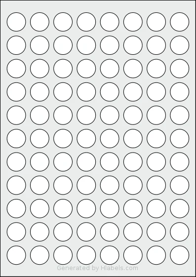 Megastar® LP4MS-20 template with 88 circle labels per sheet, each 20 millimeter in diameter, on A4-size adhesive blank label sheets.