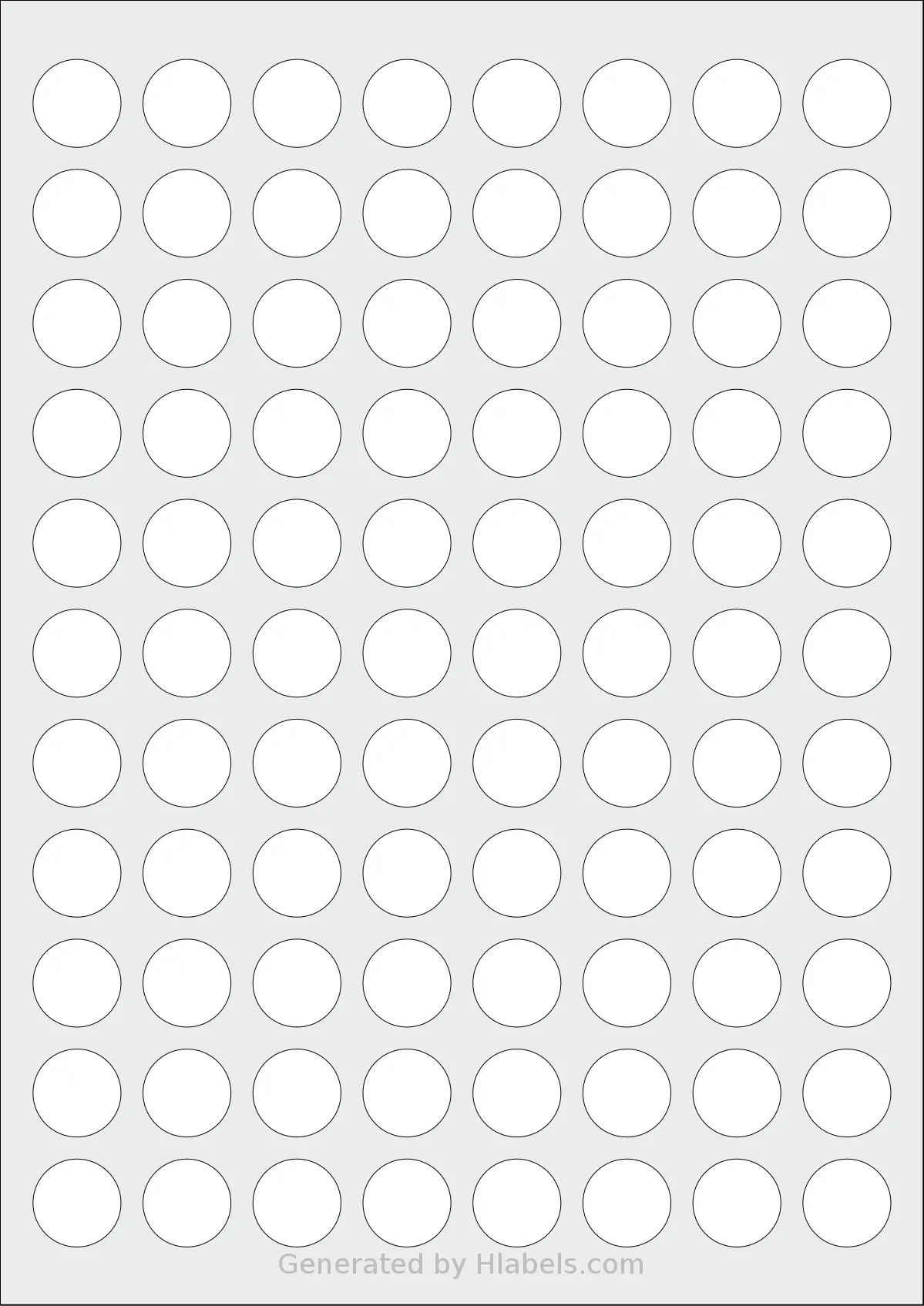 Megastar® LP4MS-20 template with 88 circle labels per sheet, each 20 millimeter in diameter, on A4-size adhesive blank label sheets.