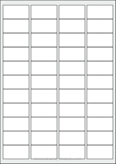 Megastar® LP4MS-4725 template with 44 rectangular 47 x 25 millimeter labels per sheet, on A4-size adhesive blank label sheets.