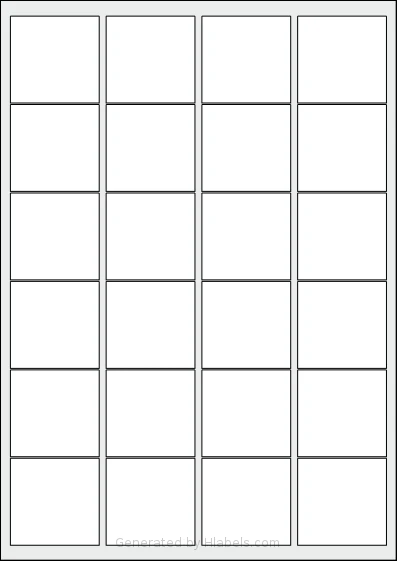 Megastar® LP4MS-4746 template with 24 rectangular 47 x 46 millimeter labels per sheet, on A4-size adhesive blank label sheets.