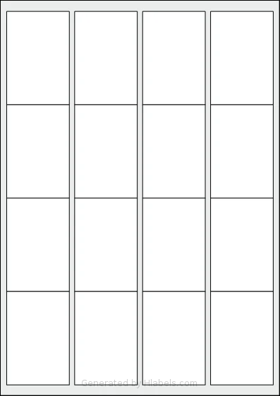 Megastar® LP4MS-4770 template with 16 rectangular 47 x 70 millimeter labels per sheet, on A4-size adhesive blank label sheets.