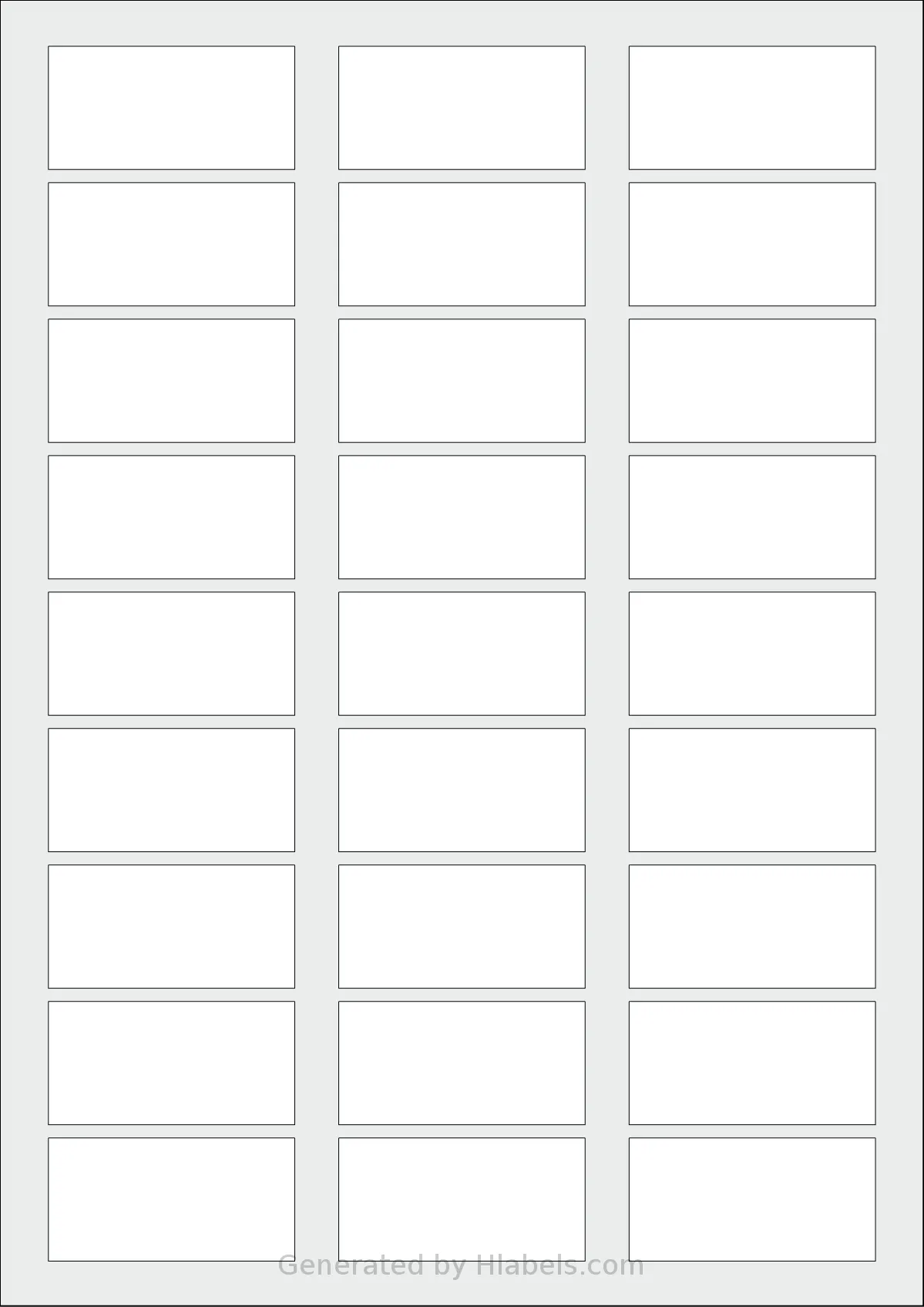 Megastar® LP4MS-5628 template with 27 rectangular 56 x 28 millimeter labels per sheet, on A4-size adhesive blank label sheets.