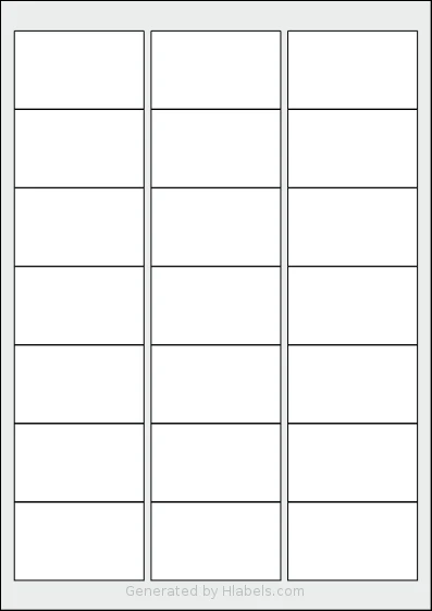 Megastar® LP4MS-6338 template with 21 rectangular 63 x 38 millimeter labels per sheet, on A4-size adhesive blank label sheets.