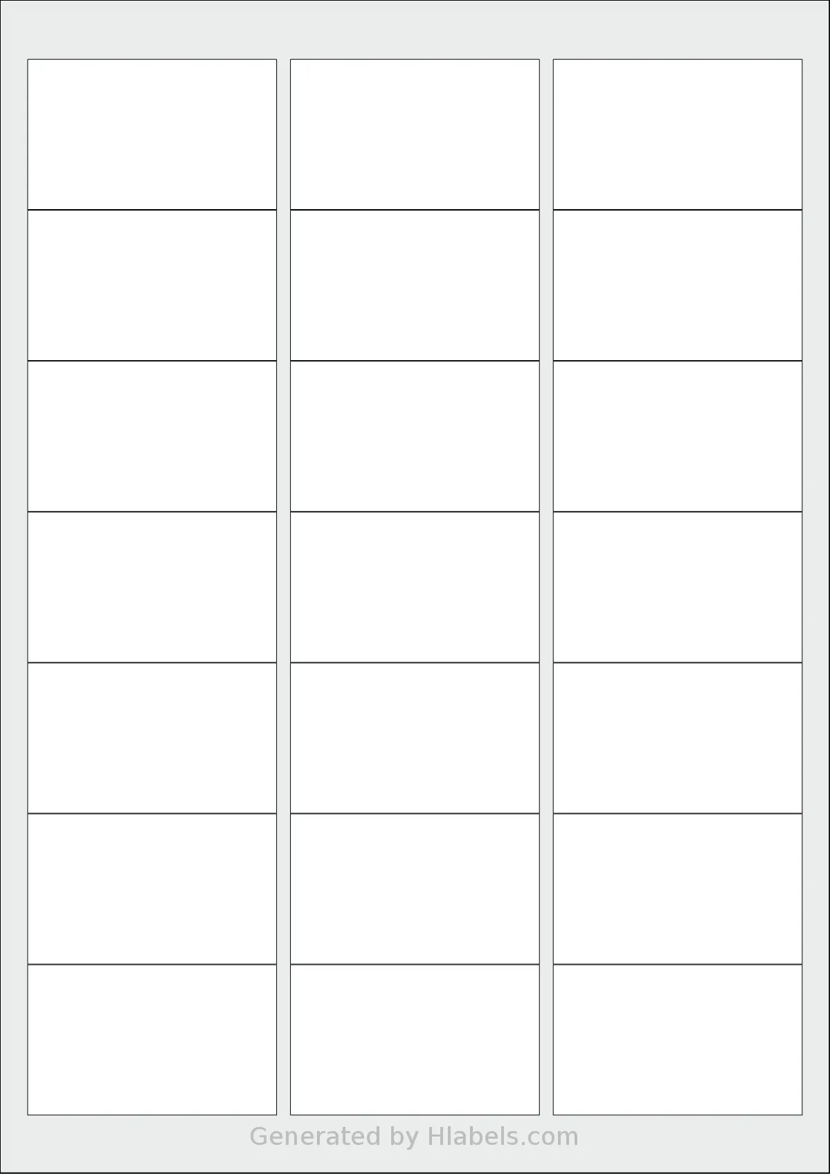 Megastar® LP4MS-6338 template with 21 rectangular 63 x 38 millimeter labels per sheet, on A4-size adhesive blank label sheets.