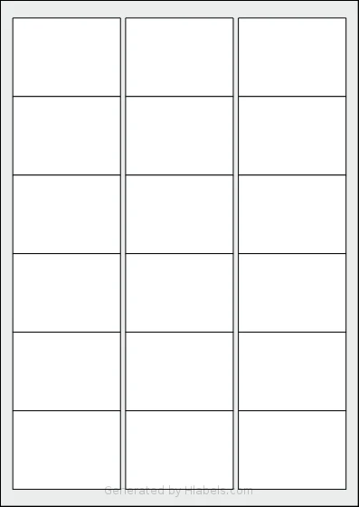 Megastar® LP4MS-6346 template with 18 rectangular 63 x 46 millimeter labels per sheet, on A4-size adhesive blank label sheets.