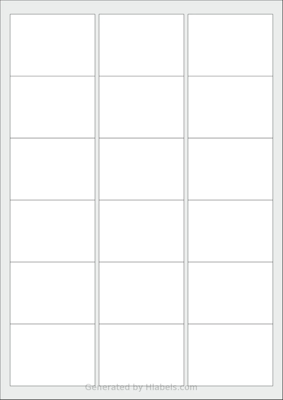 Megastar® LP4MS-6346 template with 18 rectangular 63 x 46 millimeter labels per sheet, on A4-size adhesive blank label sheets.