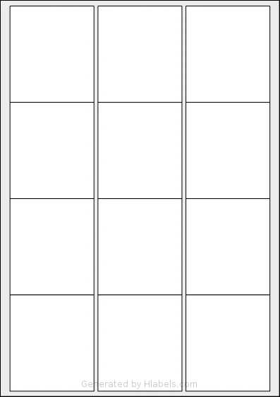 Megastar® LP4MS-6372 template with 12 rectangular 63 x 72 millimeter labels per sheet, on A4-size adhesive blank label sheets.