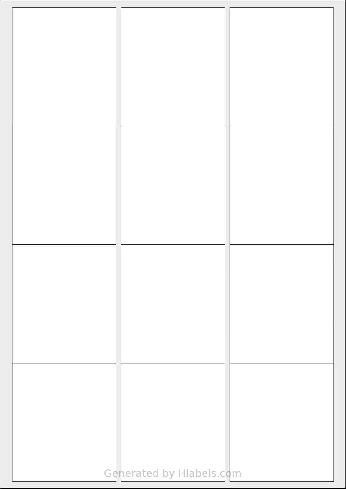 Megastar® LP4MS-6372 template with 12 rectangular 63 x 72 millimeter labels per sheet, on A4-size adhesive blank label sheets.