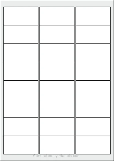 Megastar® LP4MS-6434 template with 24 rectangular 64 x 34 millimeter labels per sheet, on A4-size adhesive blank label sheets.
