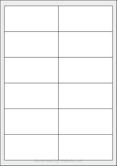 Megastar® LP4MS-9746 template with 12 rectangular 97 x 46 millimeter labels per sheet, on A4-size adhesive blank label sheets.