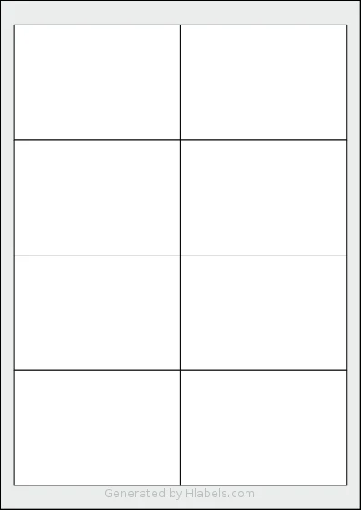 Megastar® LP4MS-9767 template with 8 rectangular 97 x 67 millimeter labels per sheet, on A4-size adhesive blank label sheets.