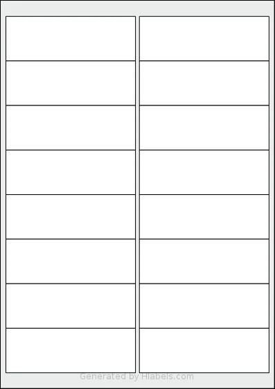 Megastar® LP4MS-9934 template with 16 rectangular 99 x 34 millimeter labels per sheet, on A4-size adhesive blank label sheets.