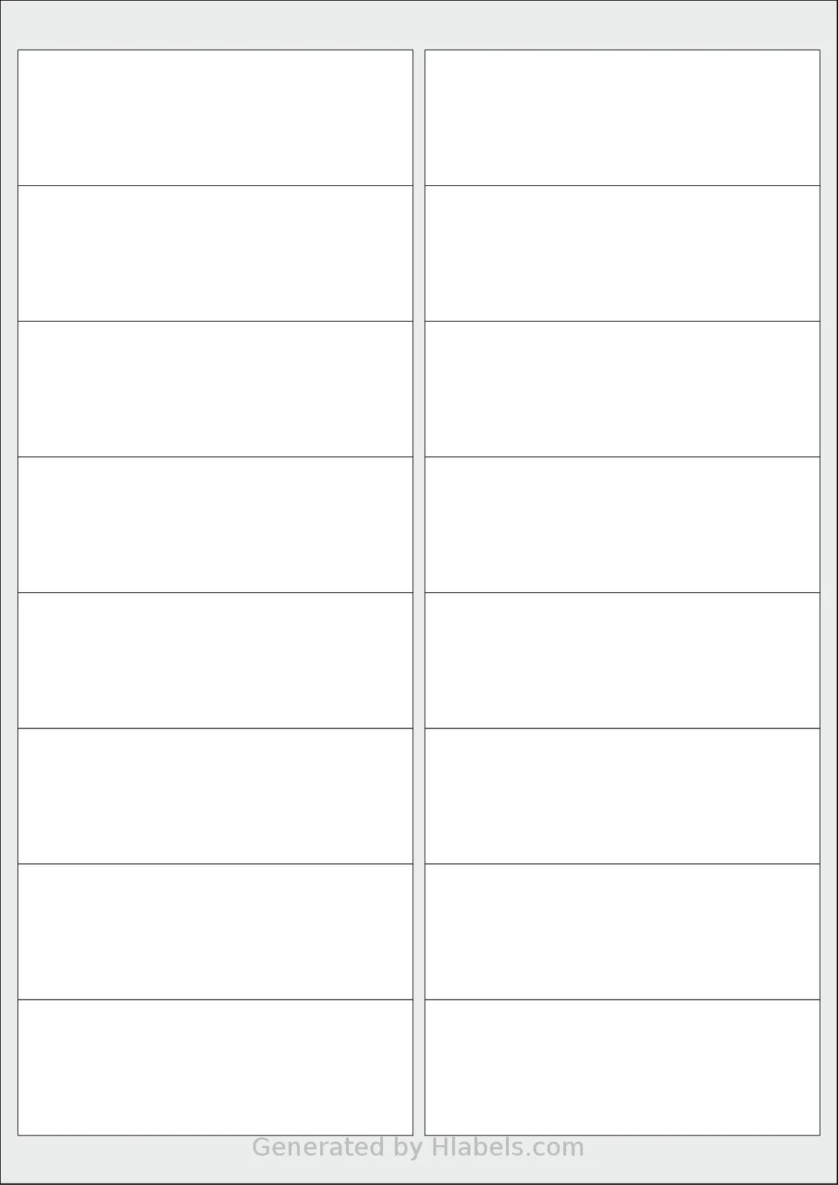 Megastar® LP4MS-9934 template with 16 rectangular 99 x 34 millimeter labels per sheet, on A4-size adhesive blank label sheets.
