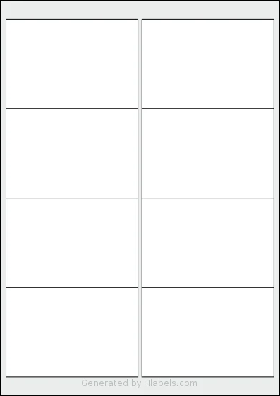 Megastar® LP4MS-9967 template with 8 rectangular 99 x 67 millimeter labels per sheet, on A4-size adhesive blank label sheets.
