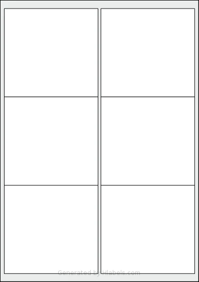 Megastar® LP4MS-9993 template with 6 rectangular 99 x 93 millimeter labels per sheet, on A4-size adhesive blank label sheets.