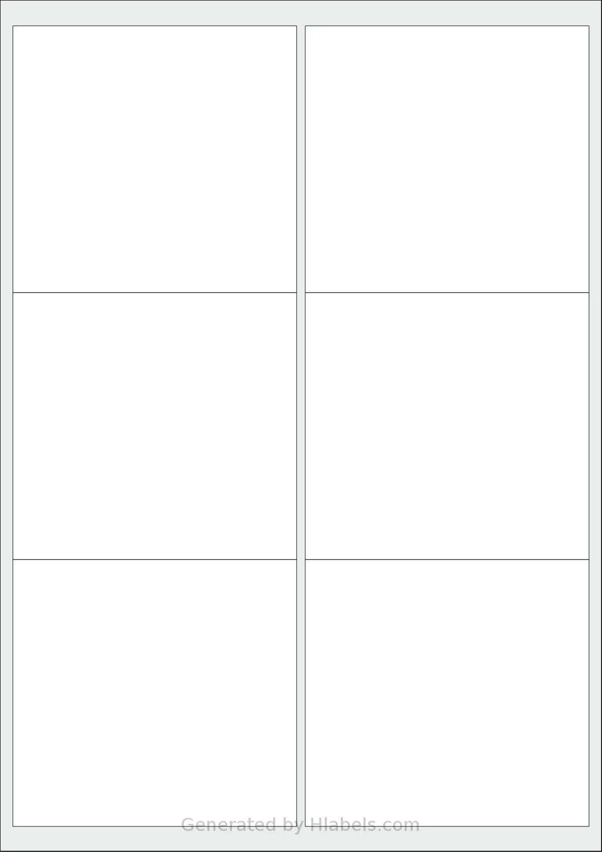 Megastar® LP4MS-9993 template with 6 rectangular 99 x 93 millimeter labels per sheet, on A4-size adhesive blank label sheets.