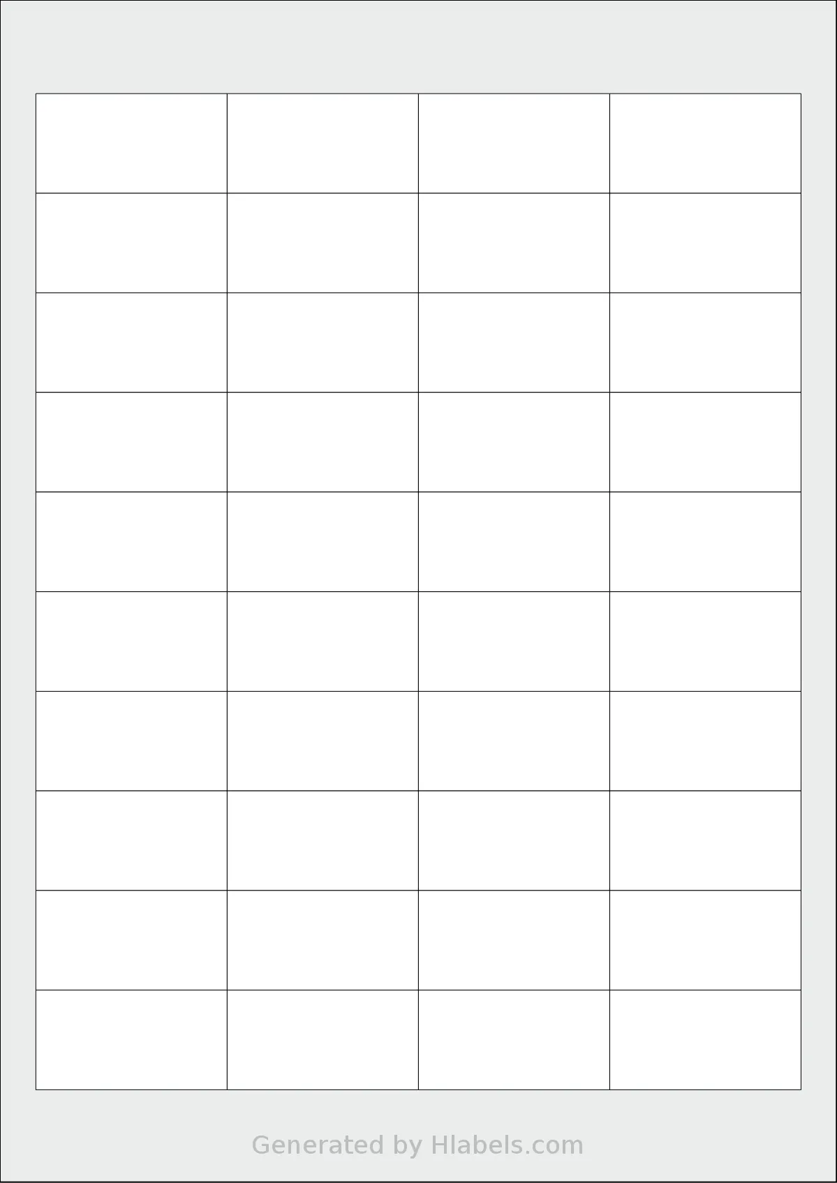 Megastar® LP4MS5-4825 template with 40 rectangular 48 x 25 millimeter labels per sheet, on A4-size adhesive blank label sheets.