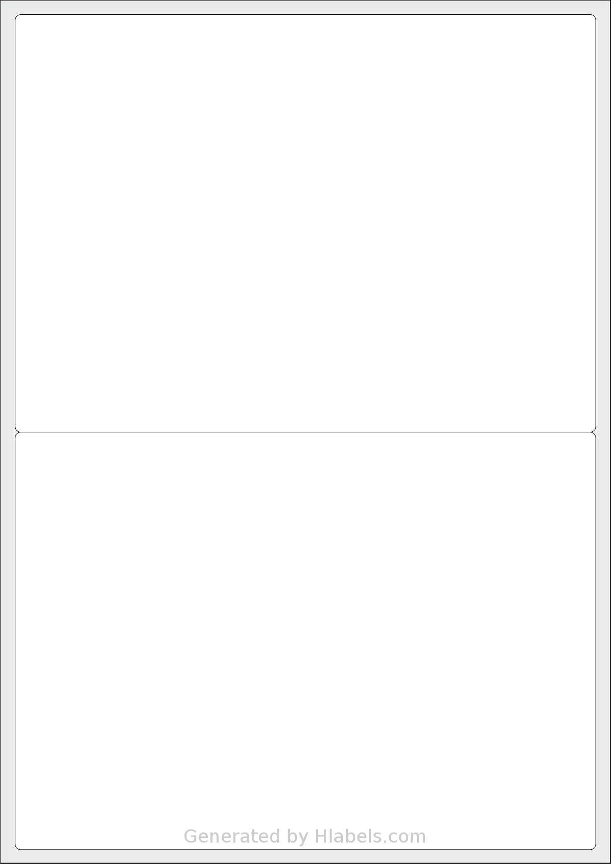 MrLabel® MR101 template with 2 rectangular 199.6 x 143.5 millimeter labels per sheet, on A4-size adhesive blank label sheets.