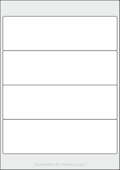 MrLabel® MR102 template with 4 rectangular 200 x 60 millimeter labels per sheet, on A4-size adhesive blank label sheets.