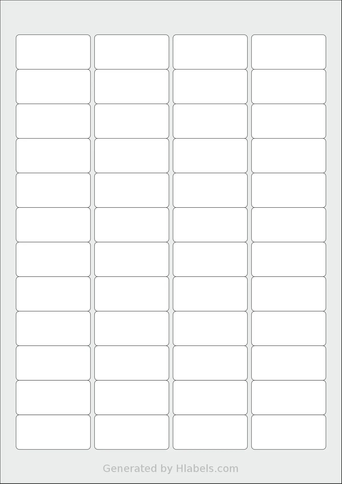MrLabel® MR109 template with 48 rectangular 45.7 x 21.2 millimeter labels per sheet, on A4-size adhesive blank label sheets.