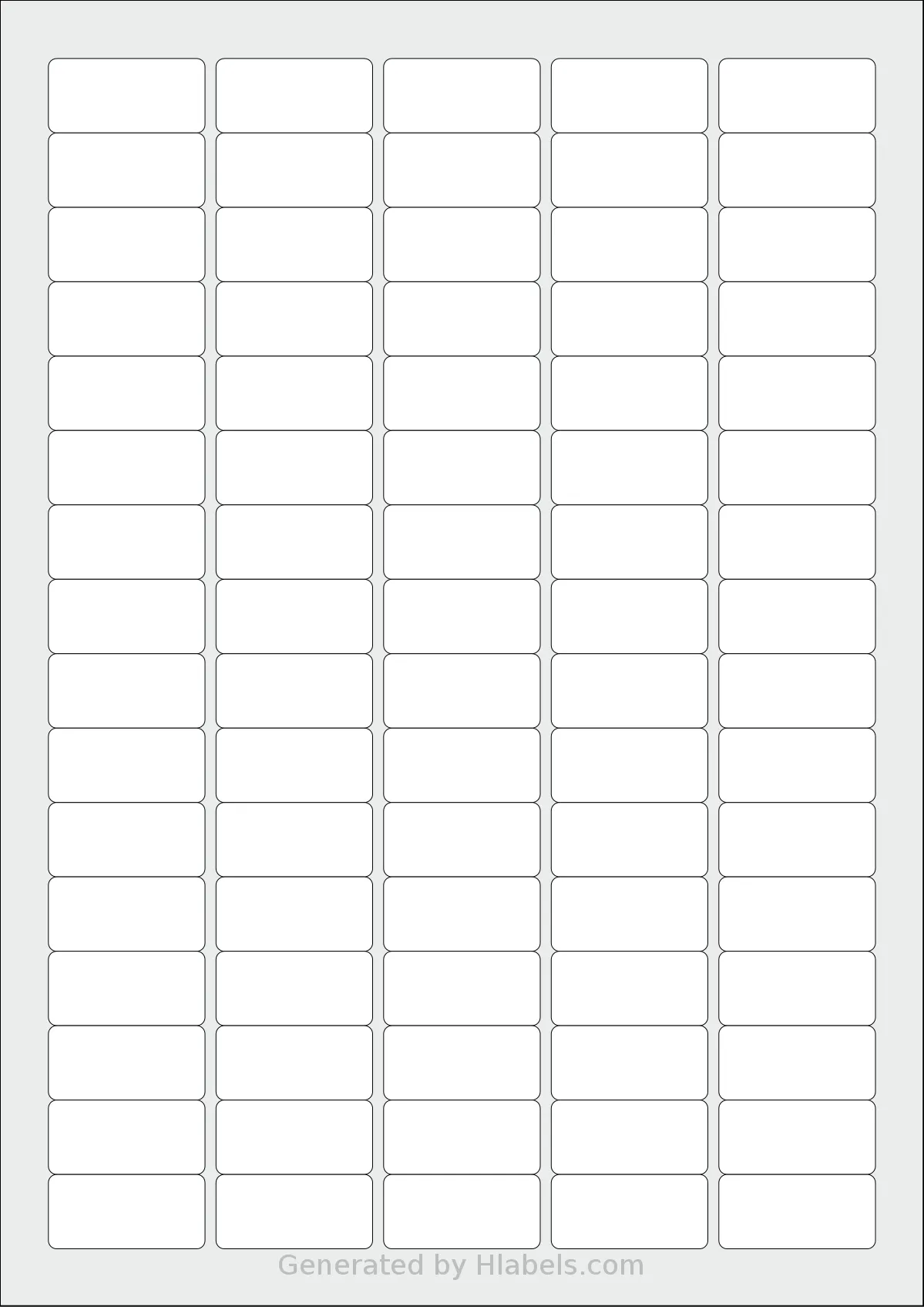 MrLabel® MR110 template with 80 rectangular 35.6 x 16.9 millimeter labels per sheet, on A4-size adhesive blank label sheets.