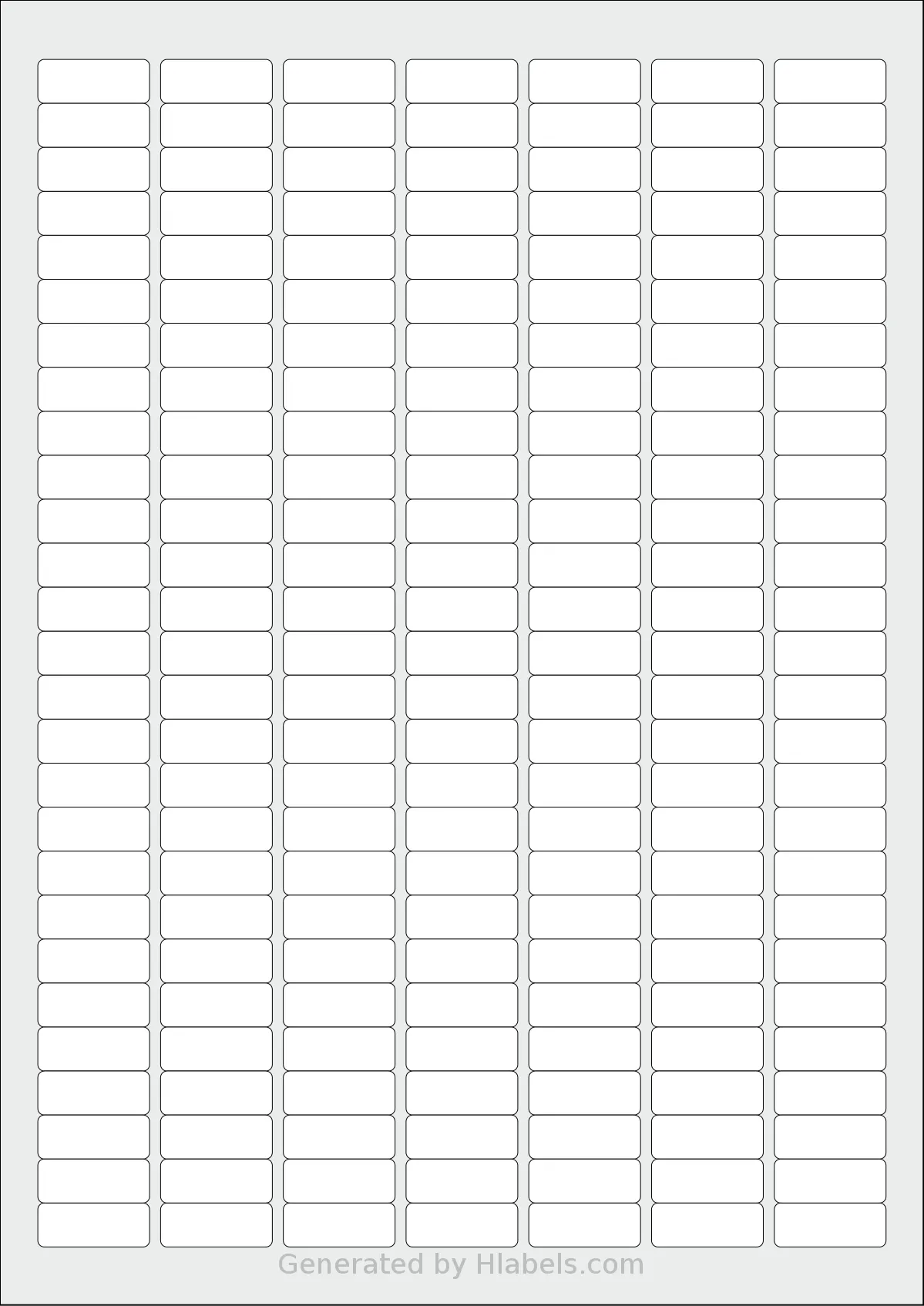 MrLabel® MR111 template with 189 rectangular 25.4 x 10 millimeter labels per sheet, on A4-size adhesive blank label sheets.
