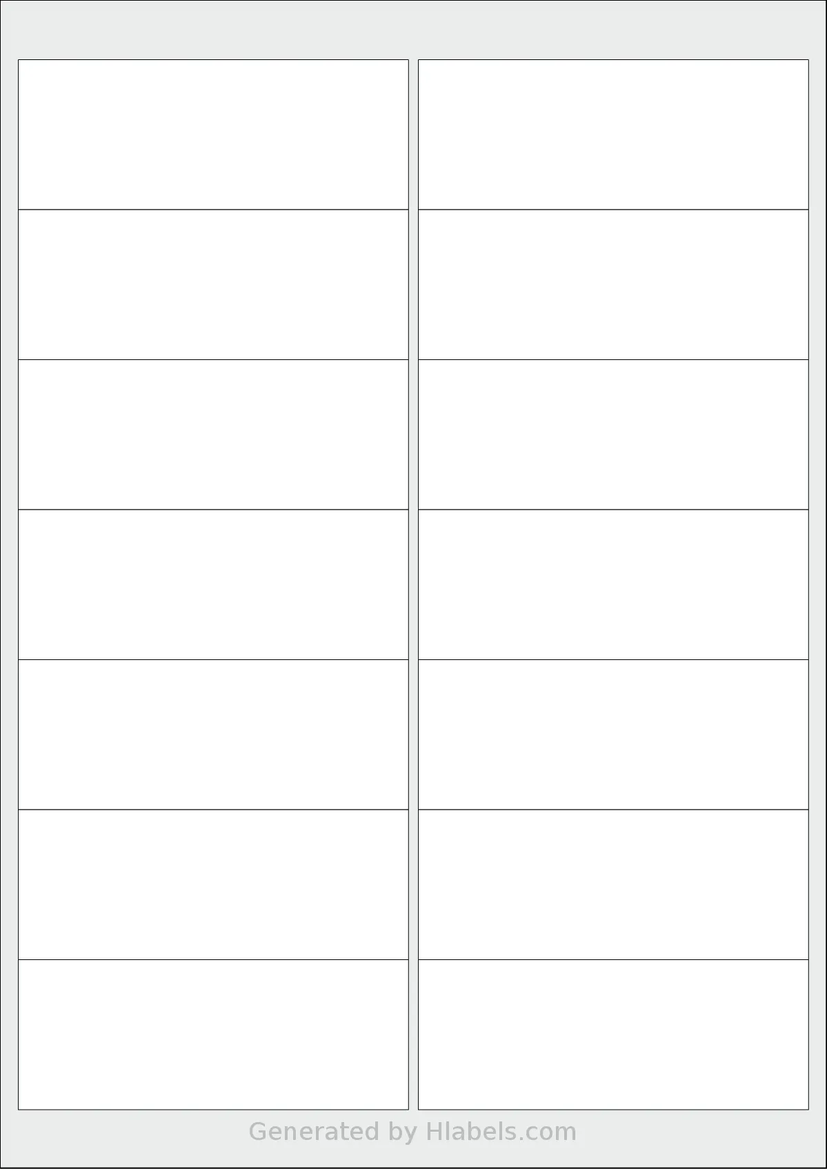 MrLabel® MR114 template with 14 rectangular 99.1 x 38.1 millimeter labels per sheet, on A4-size adhesive blank label sheets.