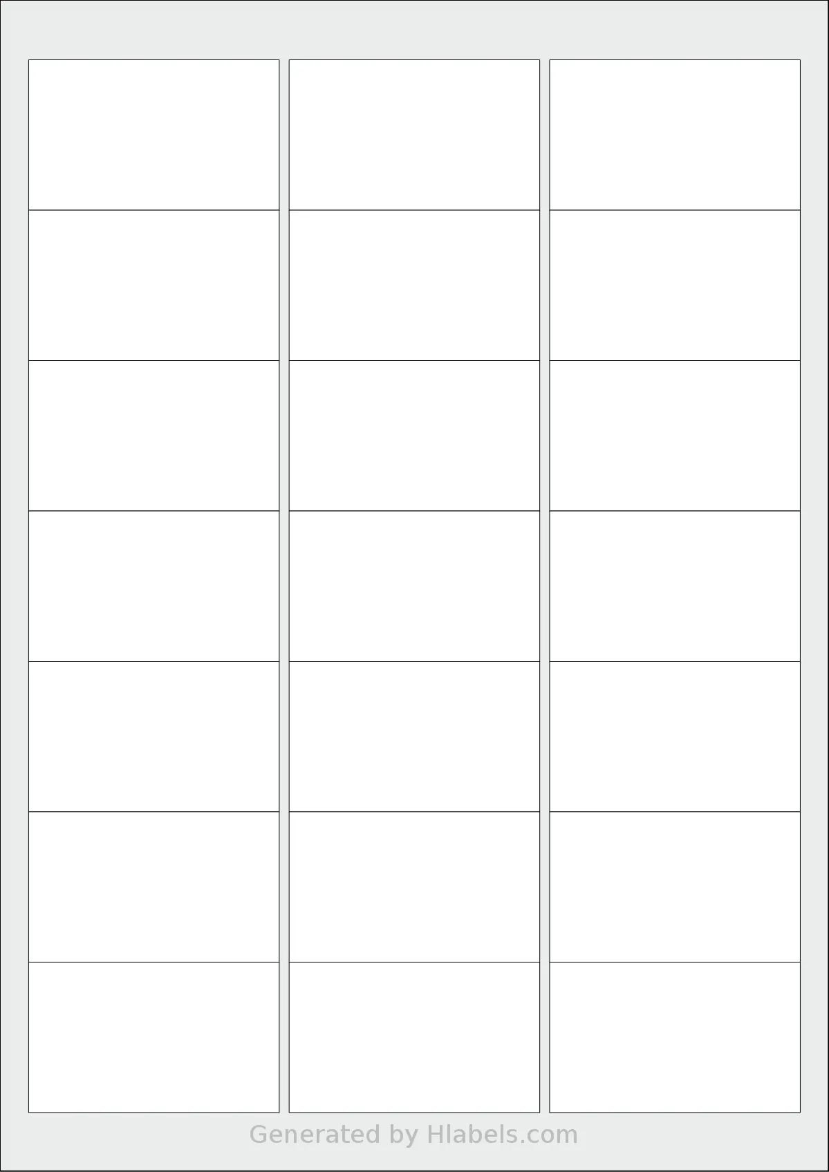 MrLabel® MR115 template with 21 rectangular 63.5 x 38.1 millimeter labels per sheet, on A4-size adhesive blank label sheets.