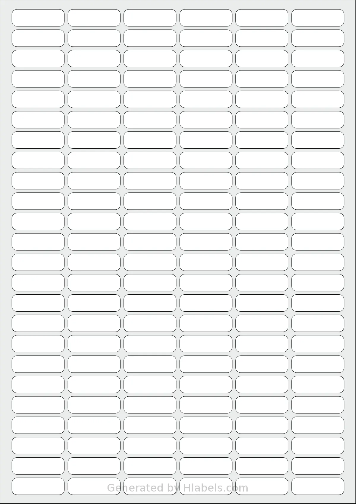 MrLabel® MR120 template with 144 rectangular 31 x 10 millimeter labels per sheet, on A4-size adhesive blank label sheets.