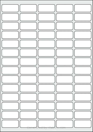 MrLabel® MR127 template with 70 rectangular 38 x 17 millimeter labels per sheet, on A4-size adhesive blank label sheets.