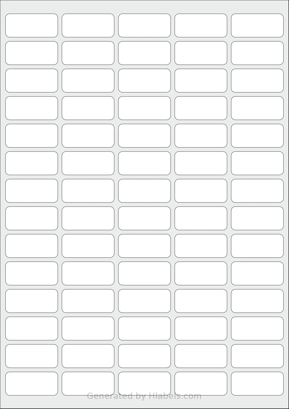 MrLabel® MR127 template with 70 rectangular 38 x 17 millimeter labels per sheet, on A4-size adhesive blank label sheets.