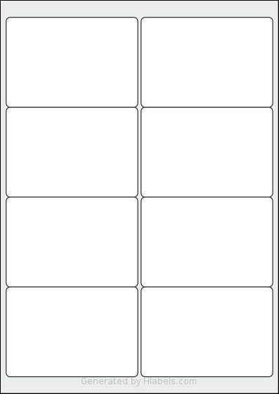 MrLabel® MR133 template with 8 rectangular 99.1 x 67.7 millimeter labels per sheet, on A4-size adhesive blank label sheets.