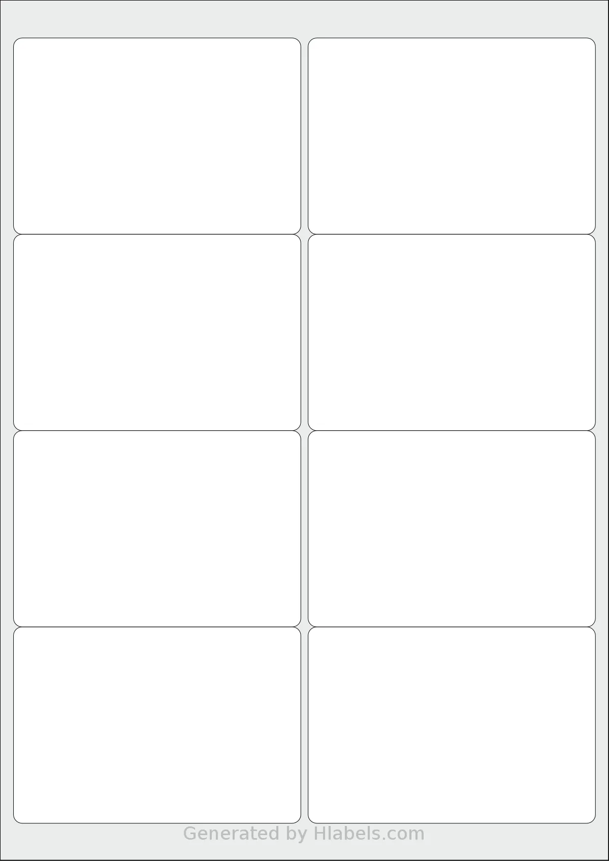MrLabel® MR133 template with 8 rectangular 99.1 x 67.7 millimeter labels per sheet, on A4-size adhesive blank label sheets.